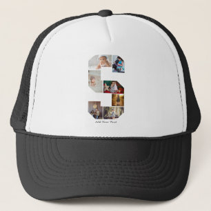 Black and White Letter S Photo Collage Trucker Hat