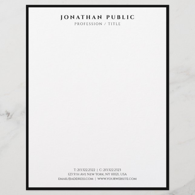 Black And White Letterhead Modern Professional (Front)