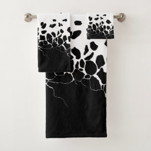 Black and white levitation abstract bath towel set
