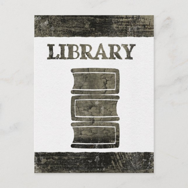 Black and White Library Book Postcard (Front)