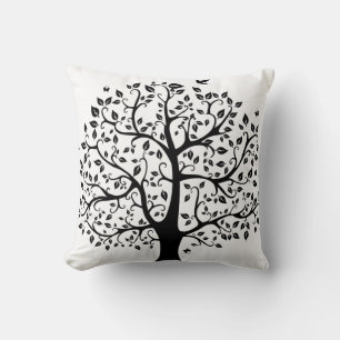 Black and White Life Tree Cushion