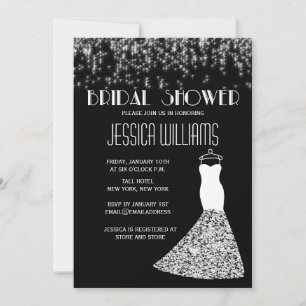 Black And White Lights Glamourous Bridal Shower In Invitation