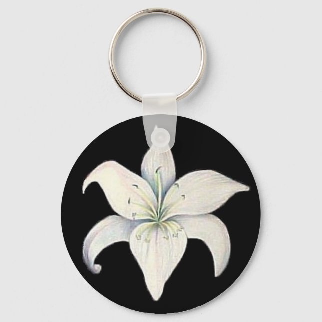 Black and White Lily Key Ring (Front)