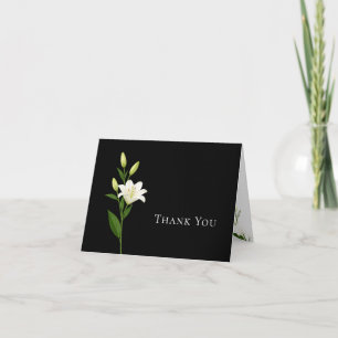 Black and White Lily Wedding Thank You Card