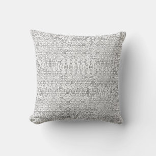 Black and White Line Art Circles Cushion