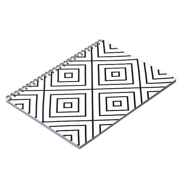 Black and White Line Art, Concentric Squares Notebook (Left Side)