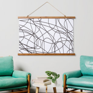 Black and white line art  hanging tapestry