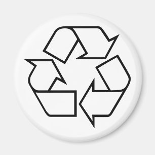 Black and White Line Drawing Recycling Magnet