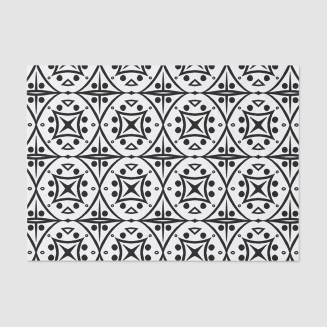Black and White Line Tile Pattern Gift Tissue Paper (Front)