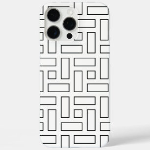 Black and White Linear Block Pattern - White iPhone 16 Pro Max Case