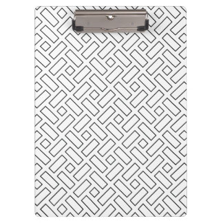 Black and White Linear Block Pattern - White Clipboard