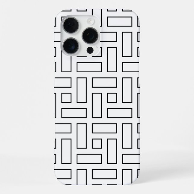 Black and White Linear Block Pattern - White iPhone Case (Back)