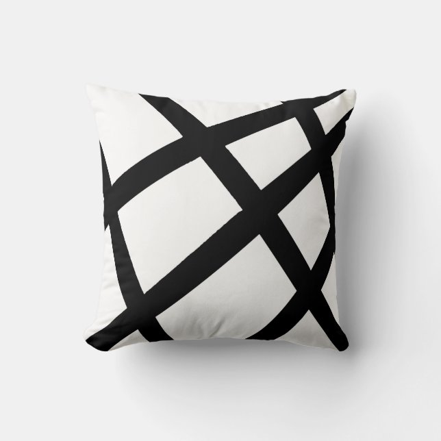 Black and White Linear Geometric 2 Cushion (Front)
