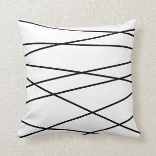 Black and White Linear Geometric Cushion
