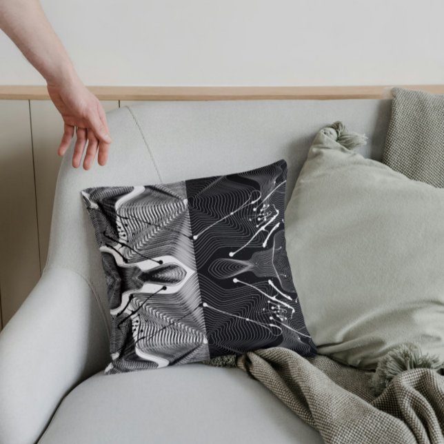 Black and White lines abstract design  Cushion (Creator Uploaded)