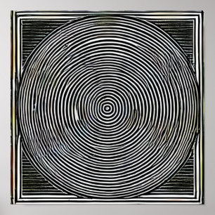Black and White Lines and Circles Poster