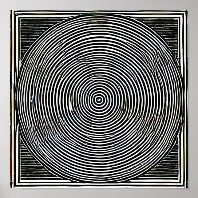 Black and White Lines and Circles Poster (Front)