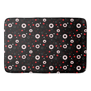 Black and White Lines and Polka Dot Abstract Bath Mat