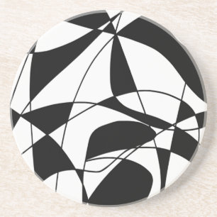 Black and White lines, block colour print pattern Coaster