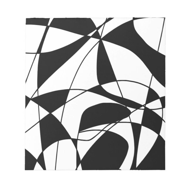 Black and White lines, block colour print pattern Notepad (Front)