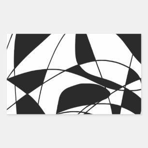 Black and White lines, block colour print pattern Rectangular Sticker