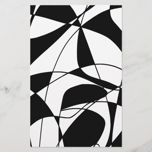 Black and White lines, block colour print pattern Stationery (Front)