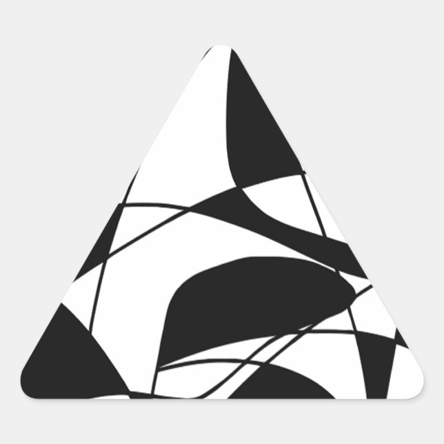 Black and White lines, block colour print pattern Triangle Sticker (Front)