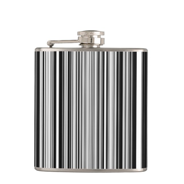 Black And White Lines Hip Flask (Front)