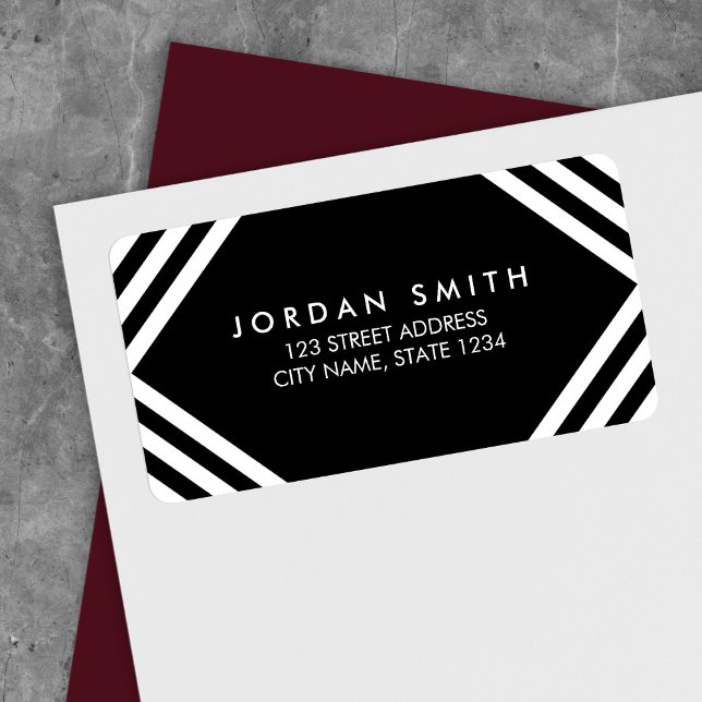 Black and White Lines Minimalist Geometric Address Label (Creator Uploaded)