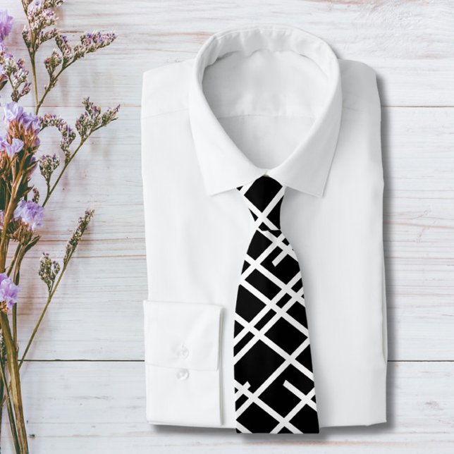 Black and White Lines Neck Tie (Creator Uploaded)