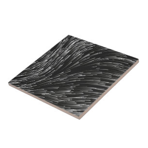 Black and white lines pattern ceramic tile