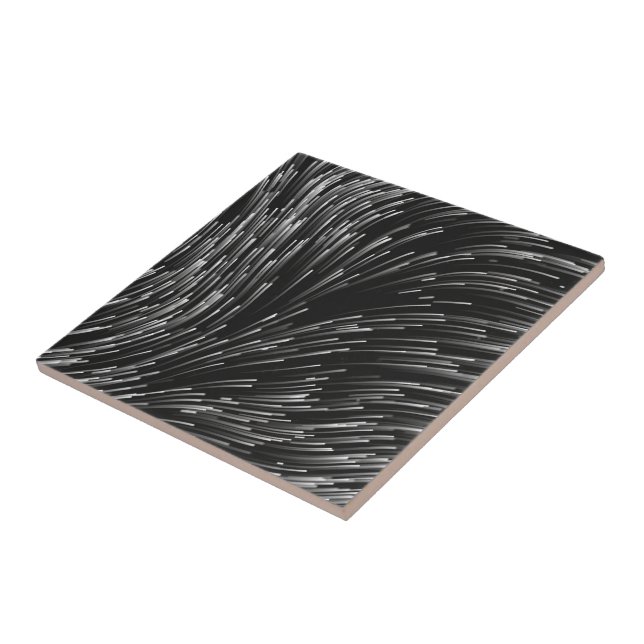 Black and white lines pattern ceramic tile (Side)