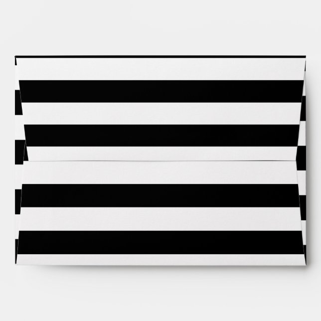 Black and White Lines Stripes Pattern Envelopes (Back (Top Flap))