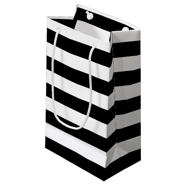 Black and White Lines Stripes Pattern Small Gift Bag (Front Angled)