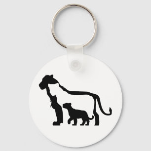 Black and White Lions Key Ring