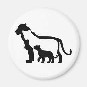 Black and White Lions Magnet