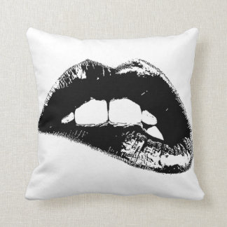 Black and White Lips Cushion