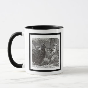 Black and White Llama Alpaca Andes Animal Art Mug