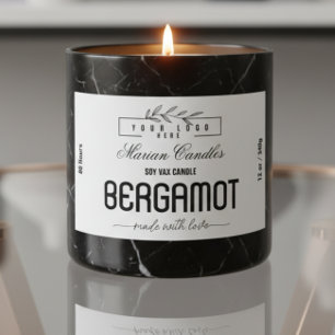 Black and white logo Personalised Candle Label