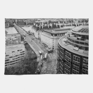Black and White London City Tea Towel