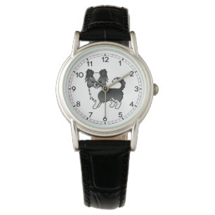 Black And White Long Coat Chihuahua Cartoon Dog Watch