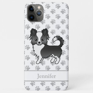 Black And White Long Coat Chihuahua Dog & Name iPhone 11 Pro Max Case