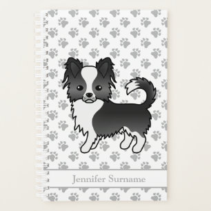 Black And White Long Coat Chihuahua Dog & Text Planner