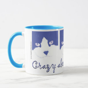 Black and White Longhaired Cat Mug