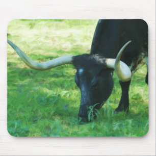 Black and White Longhorn Mouse Pad