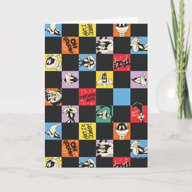 Black and White LOONEY TUNES™ in Colourful Chequer Card (Front)