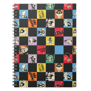Black and White LOONEY TUNES™ in Colourful Chequer Notebook