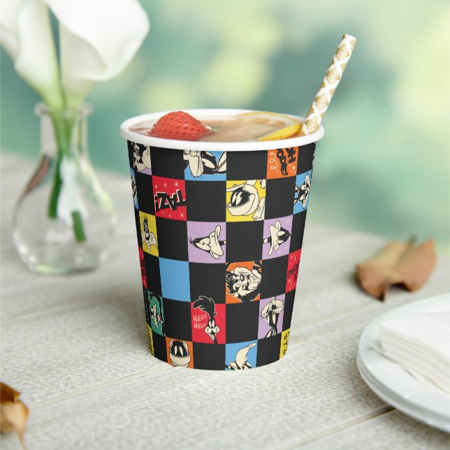 Black and White LOONEY TUNES™ in Colourful Chequer Paper Cups (Insitu)