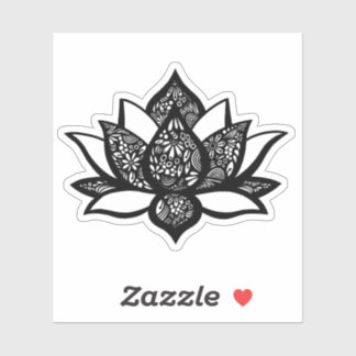 Black and White Lotus Flower Die-Cut Sticker
