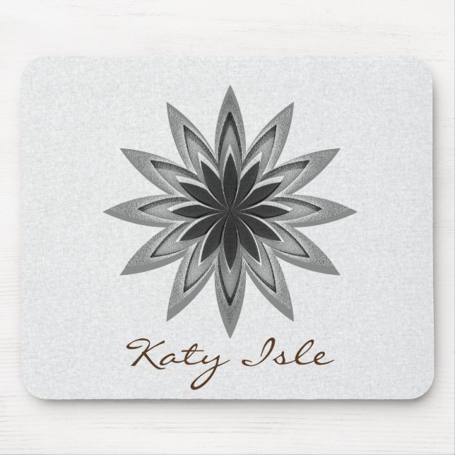 Black and White Lotus Flower  Paint Customise Mouse Pad (Front)